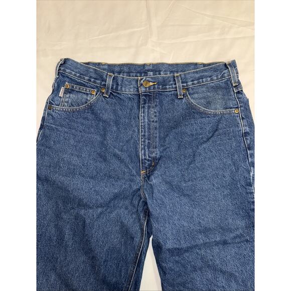 Men’s Carhartt Boot Cut Blue Jeans Size: 38x34 - Picture 4 of 8